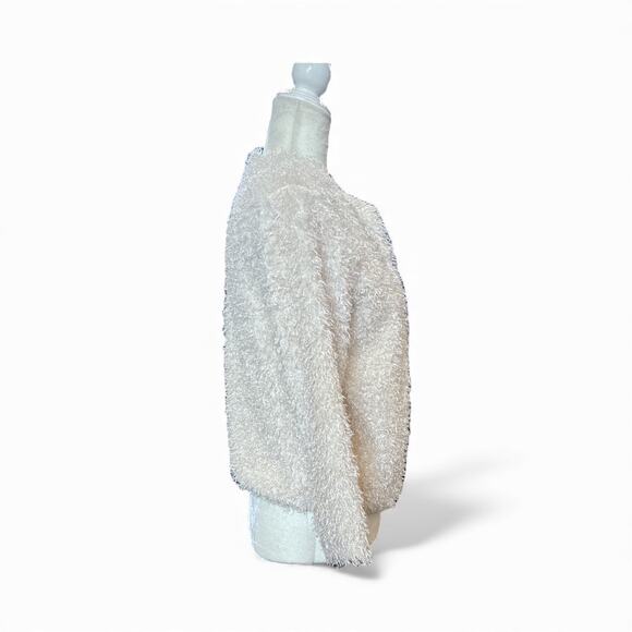 H&M Women’s Ivory Shaggy Faux Fur Eyelash Knit Open Front Jacket size 4 - Picture 8 of 9